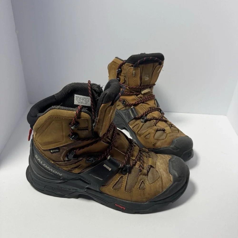 Salomon Quest 4 GTX Gore-Tex Hiking Boots Brown Black Men US 9 Waterproof 471564